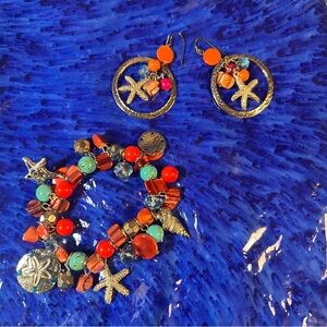 Tropical Colorful Beaded Bracelet and Earrings Set